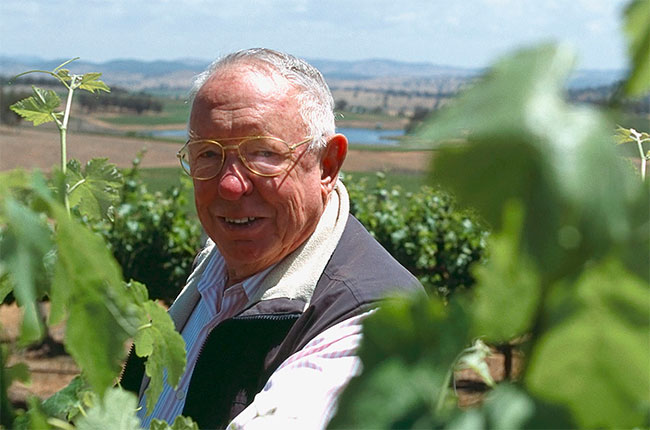 Bob Oatley in the vineyard