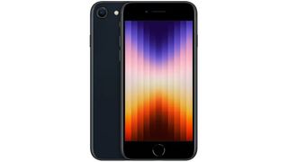 Apple iPhone SE 2022 in black on white background