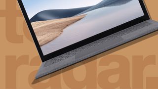 best Windows laptop Surface Laptop 4 on orange TechRadar background