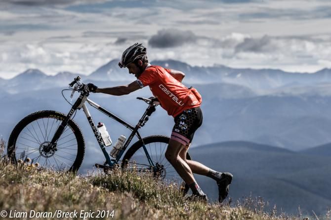 Singlespeed leader Dax Massey ascends in the clouds