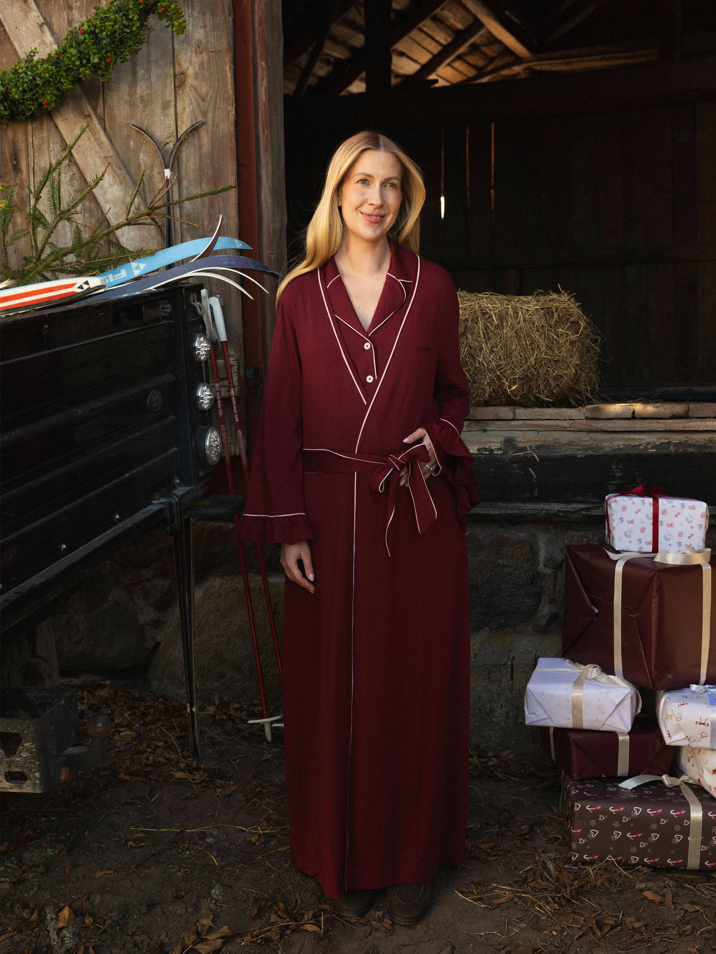 Go Slow Long Robe Burgundy