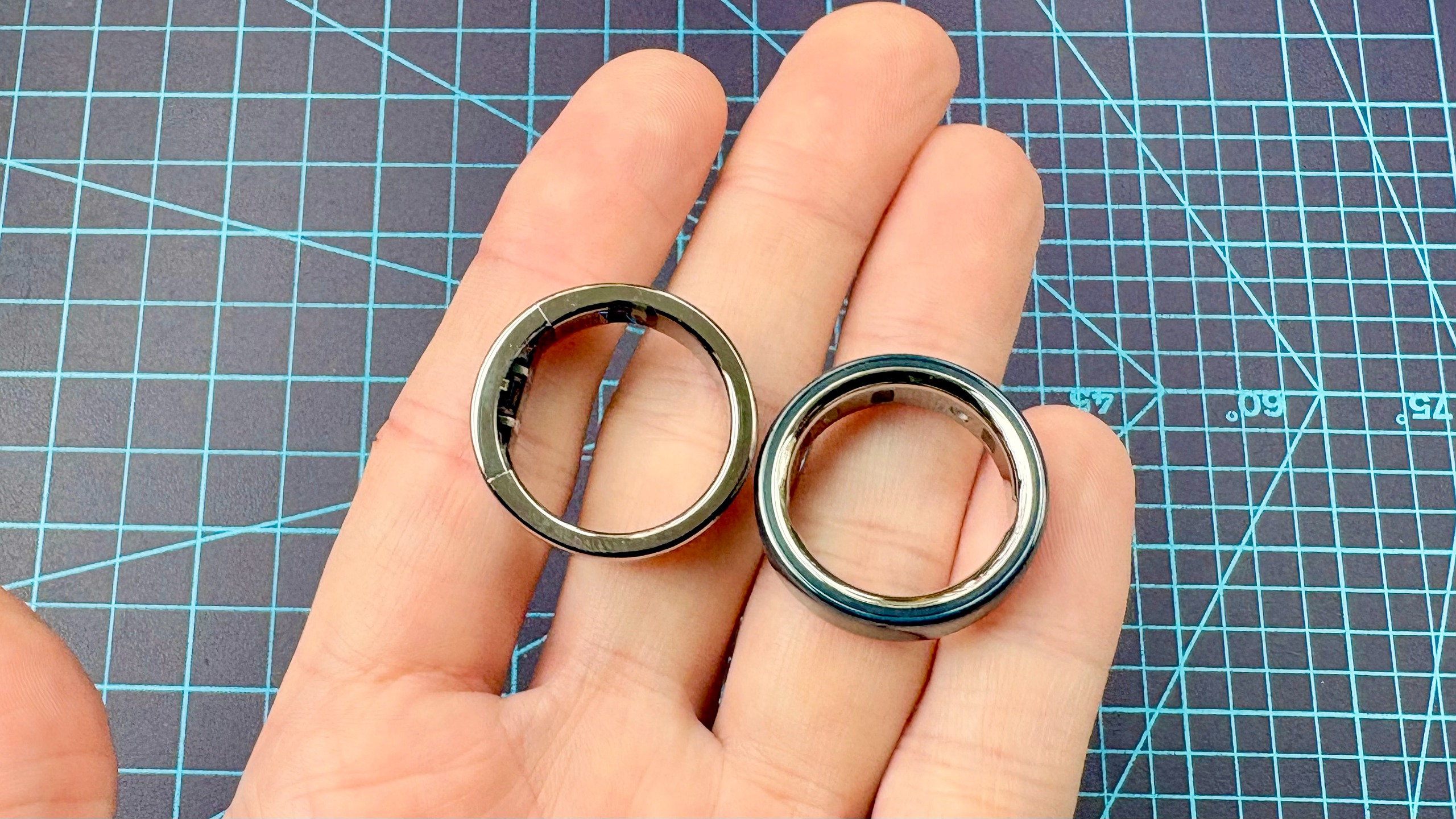 Close-up of the flagship Ultrahuman Ring Pro, a direct rival to the Oura Ring 5