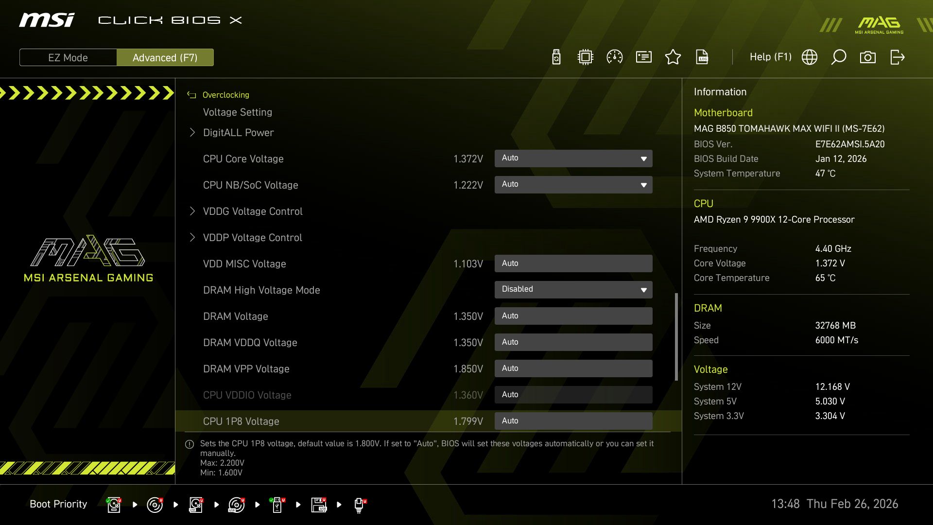 MSI MAG B850 Tomahawk Max Wifi II - BIOS