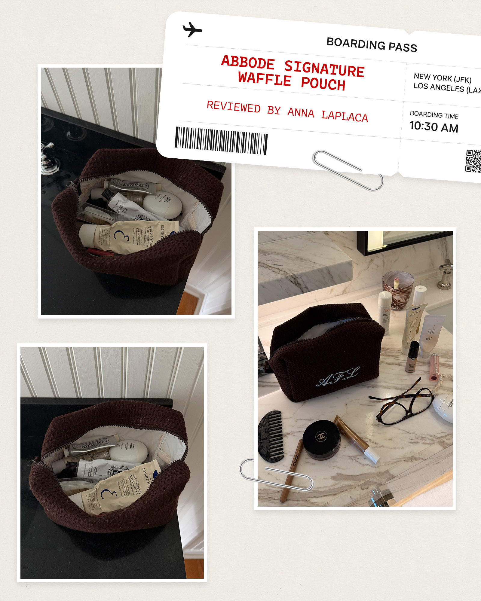 Collage of the Abbode Signature Waffle Pouch.