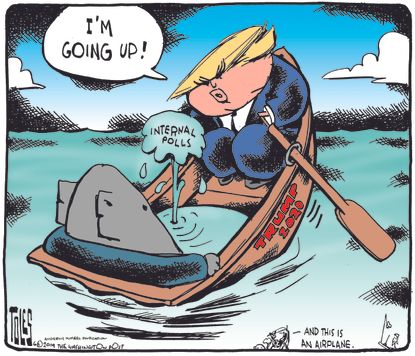 Political Cartoon U.S. Trump Internal Polls Sinking Ship