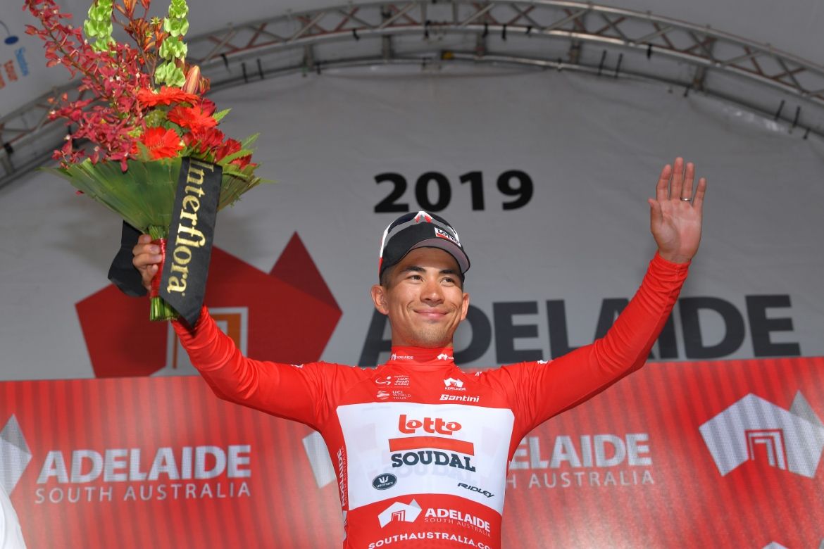Caleb Ewan (Lotto Soudal) takes the applause as the winner of the 2019 Down Under Classic