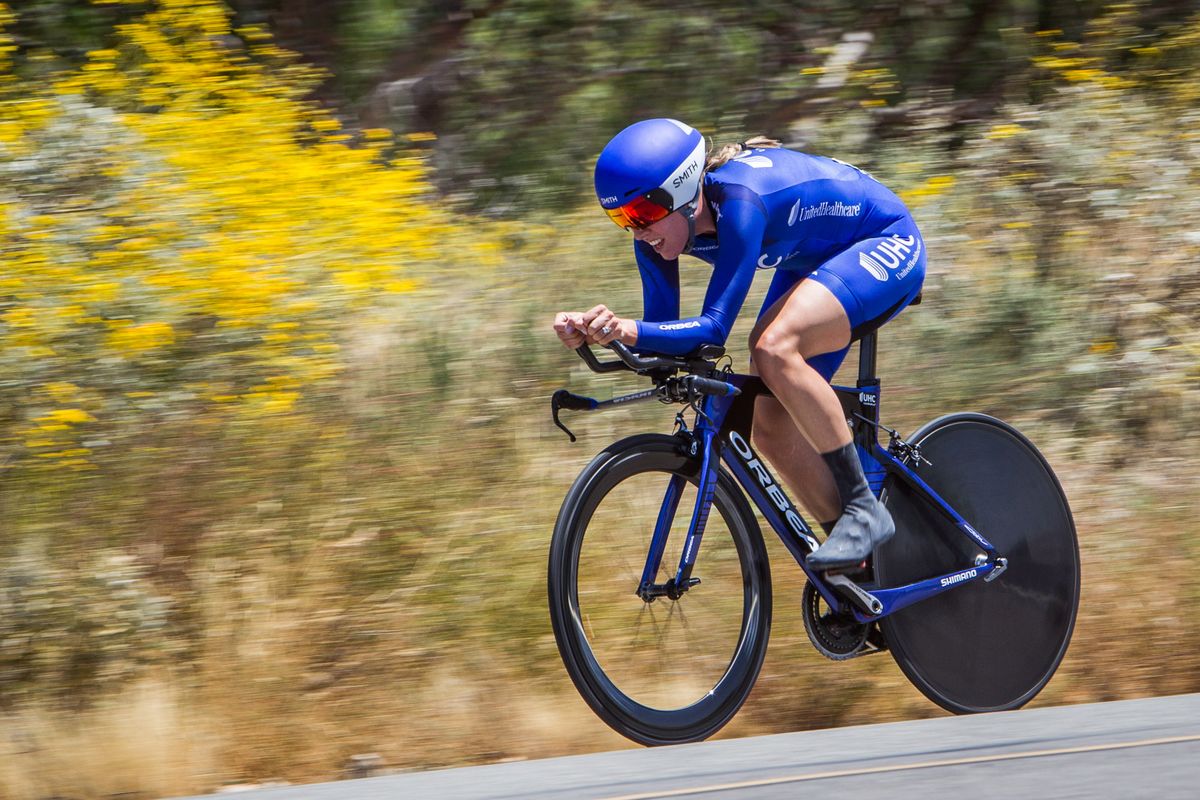 Rushlee Buchanan (UnitedHealthcare) on her way back from the turn around