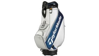 TaylorMade Tour Staff Bag stood on a white background showing off its Stealth colorway