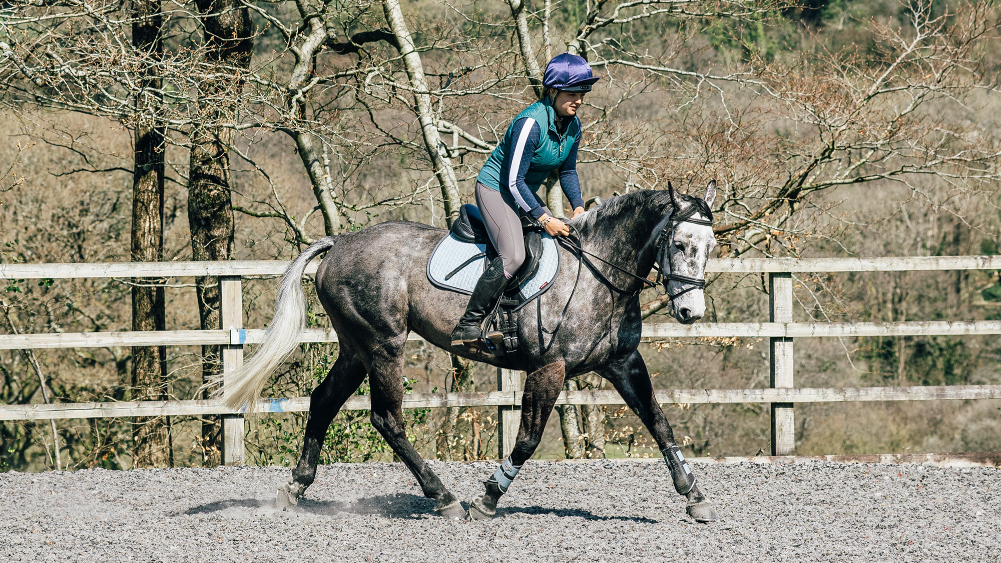 Rider hovering in the saddle in trot
