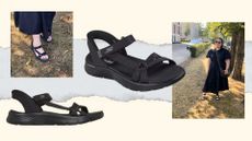 Skechers black slip in sandals
