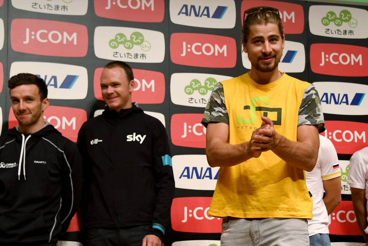 Peter Sagan is introduced to the crowd