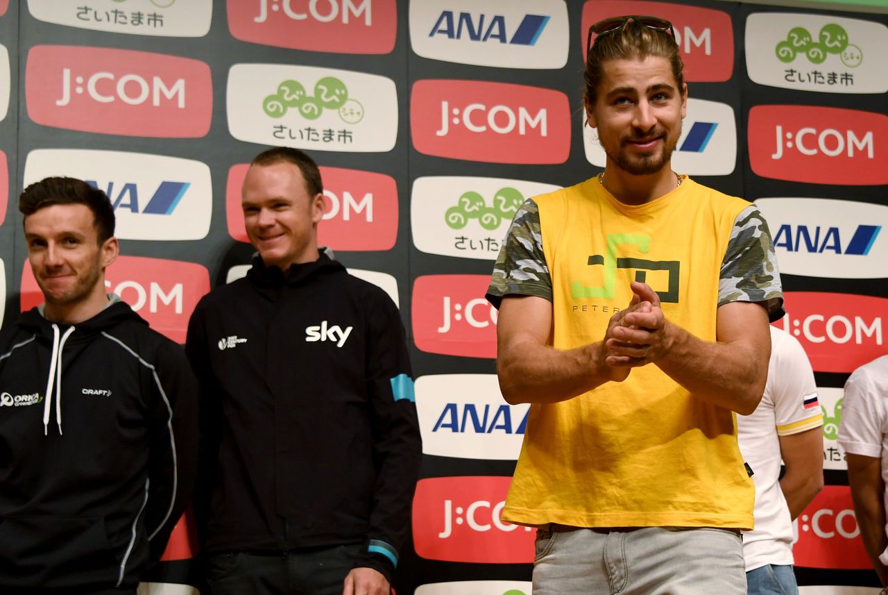 Peter Sagan is introduced to the crowd