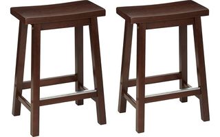 AmazonBasics Classic Solid Wood Saddle Seat Kitchen Stools