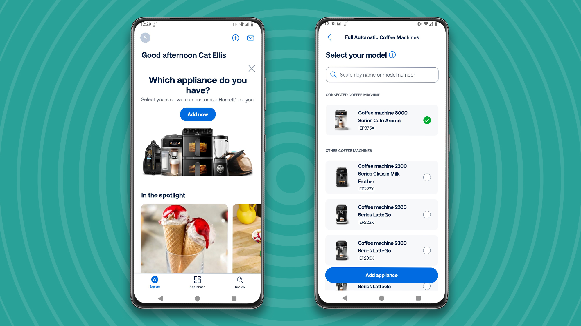 Setting up Philips Cafe Aromis Series 8000 coffee maker within mobile app