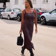 woman in brown dress