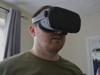 Oculus Quest cloesup on face