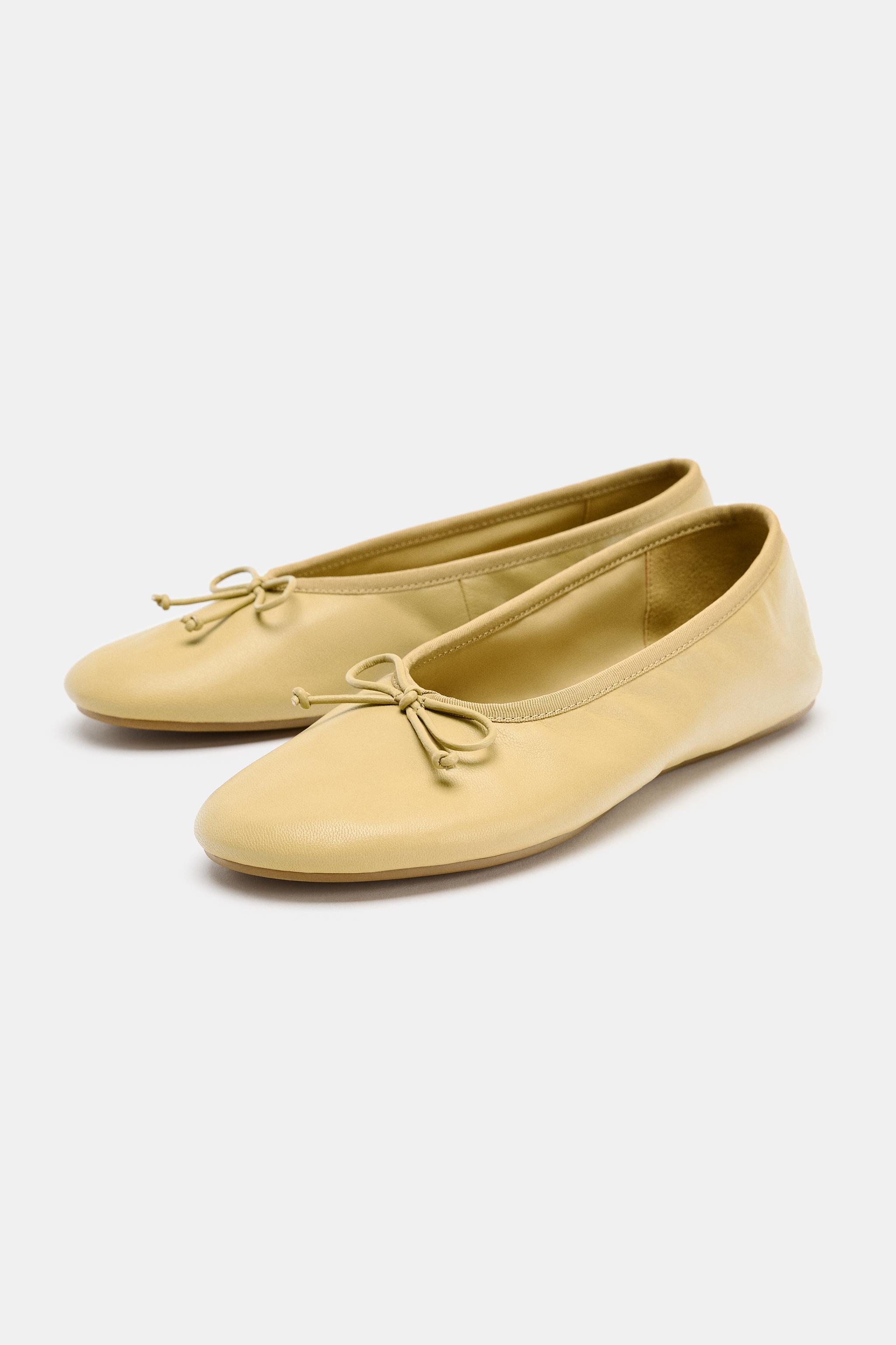 leather ballet flats with bow
