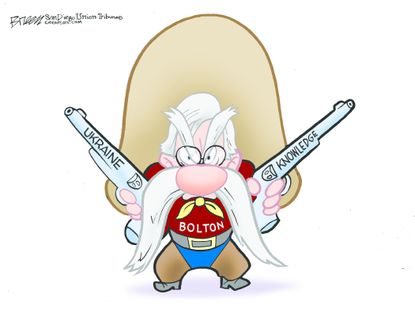 Political Cartoon U.S. John Bolton Yosemite Sam Ukraine Knowledge