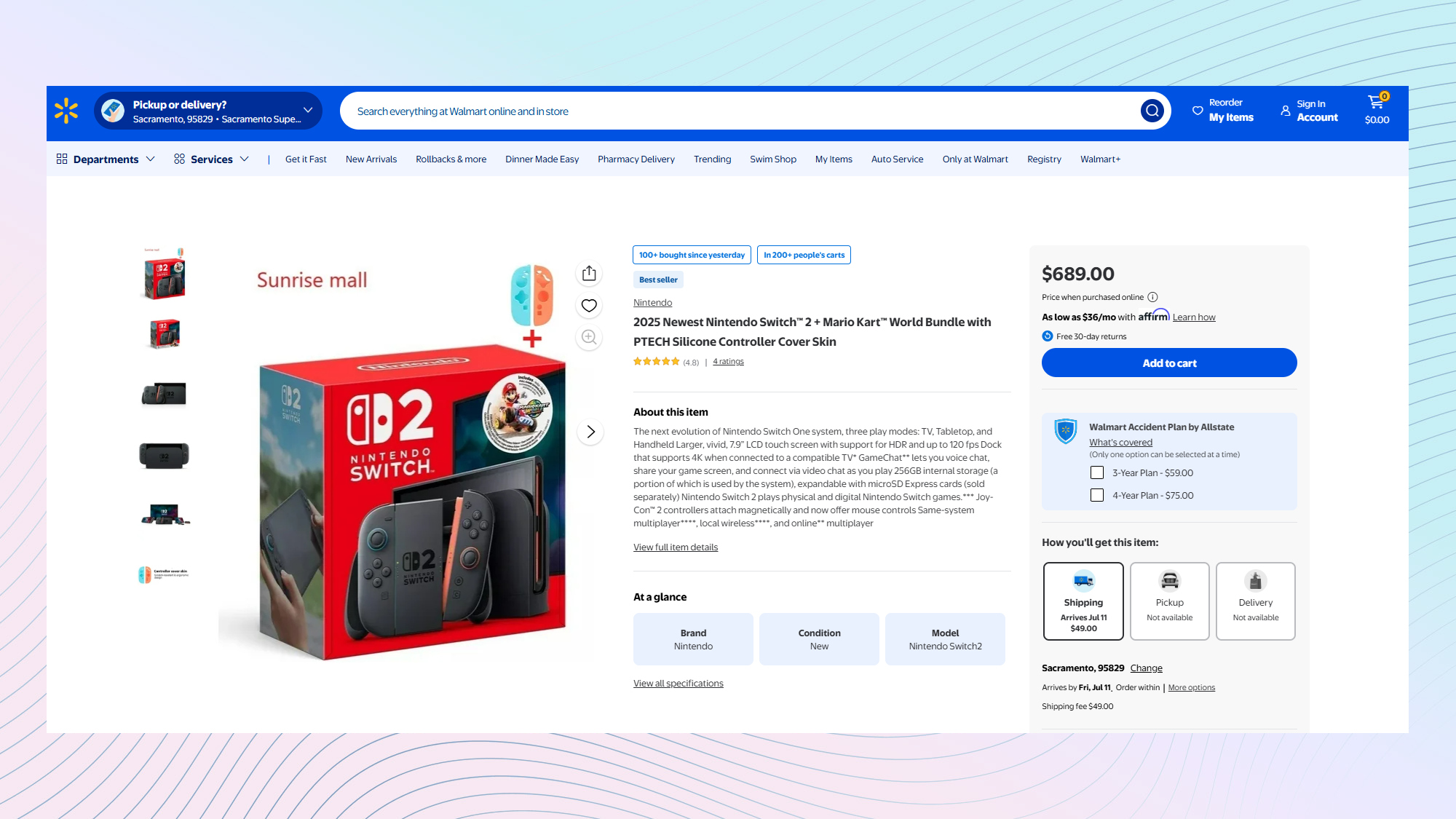 „Walmart“ paketas parduoda „Nintendo Switch 2“ kartu su kai kuriomis valdymo blokais