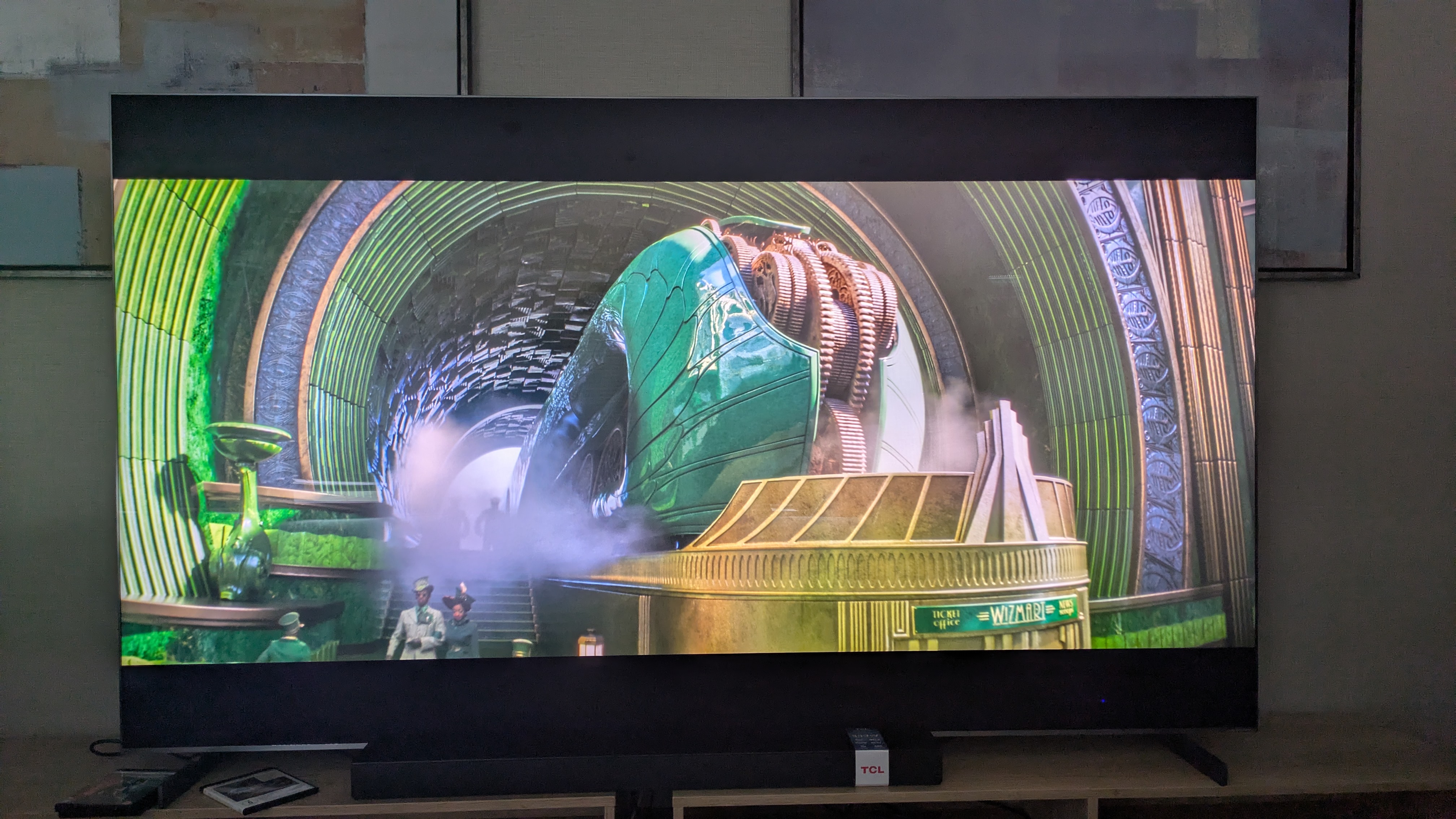 TCL 98-inch C8K with Wicked on screen