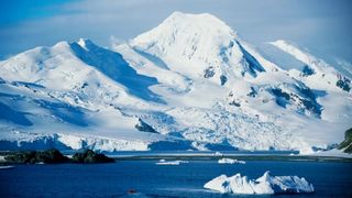 A view of Half Moon Island and Bransfield Strait in Antarctica.