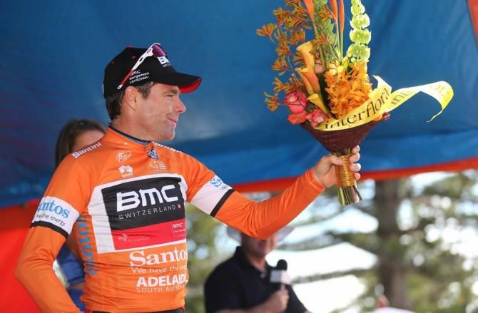 Cadel Evans wore the Tour Down Under's ochre jersey for the fist time in 2014
