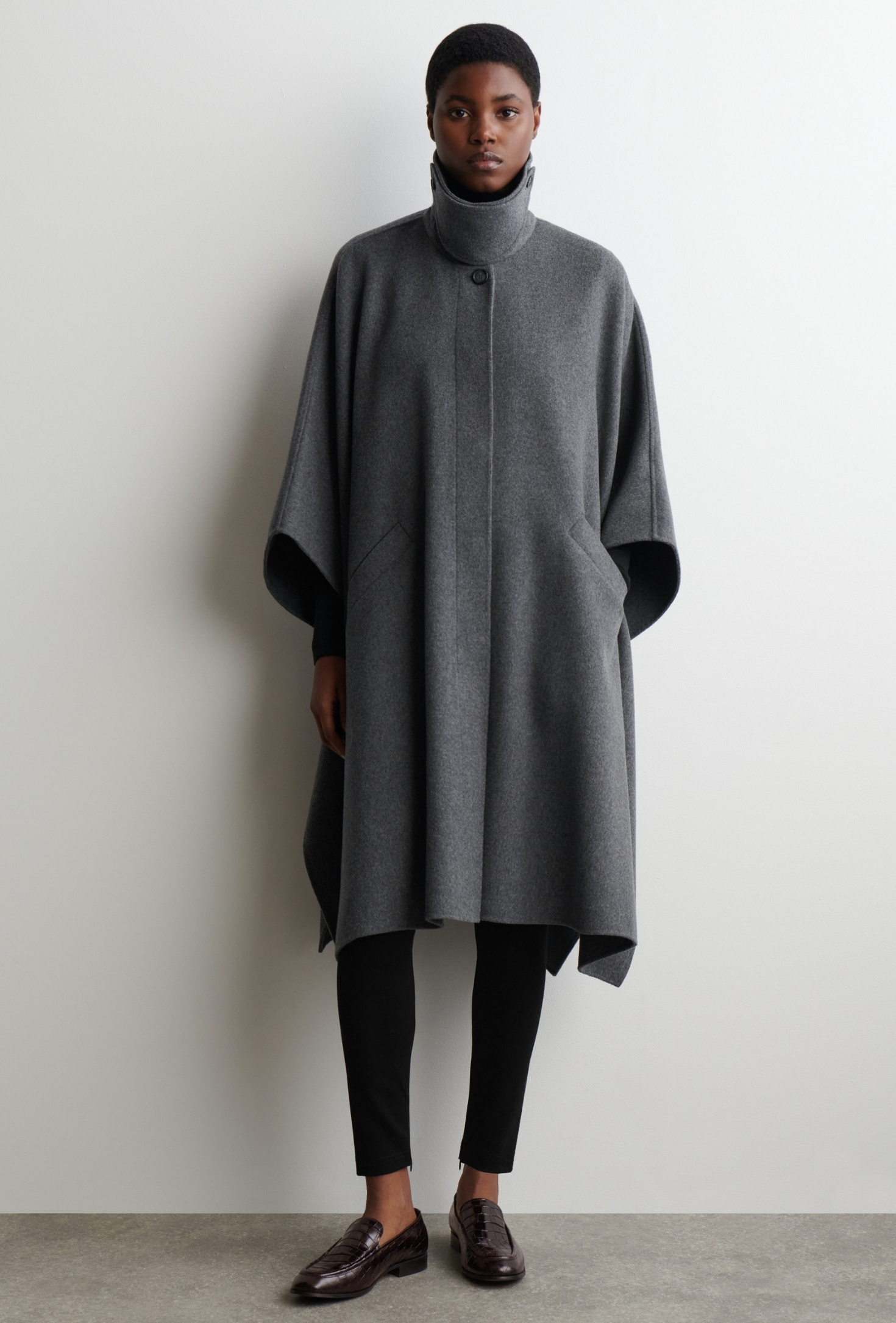 Double-Faced Wool Long Cape