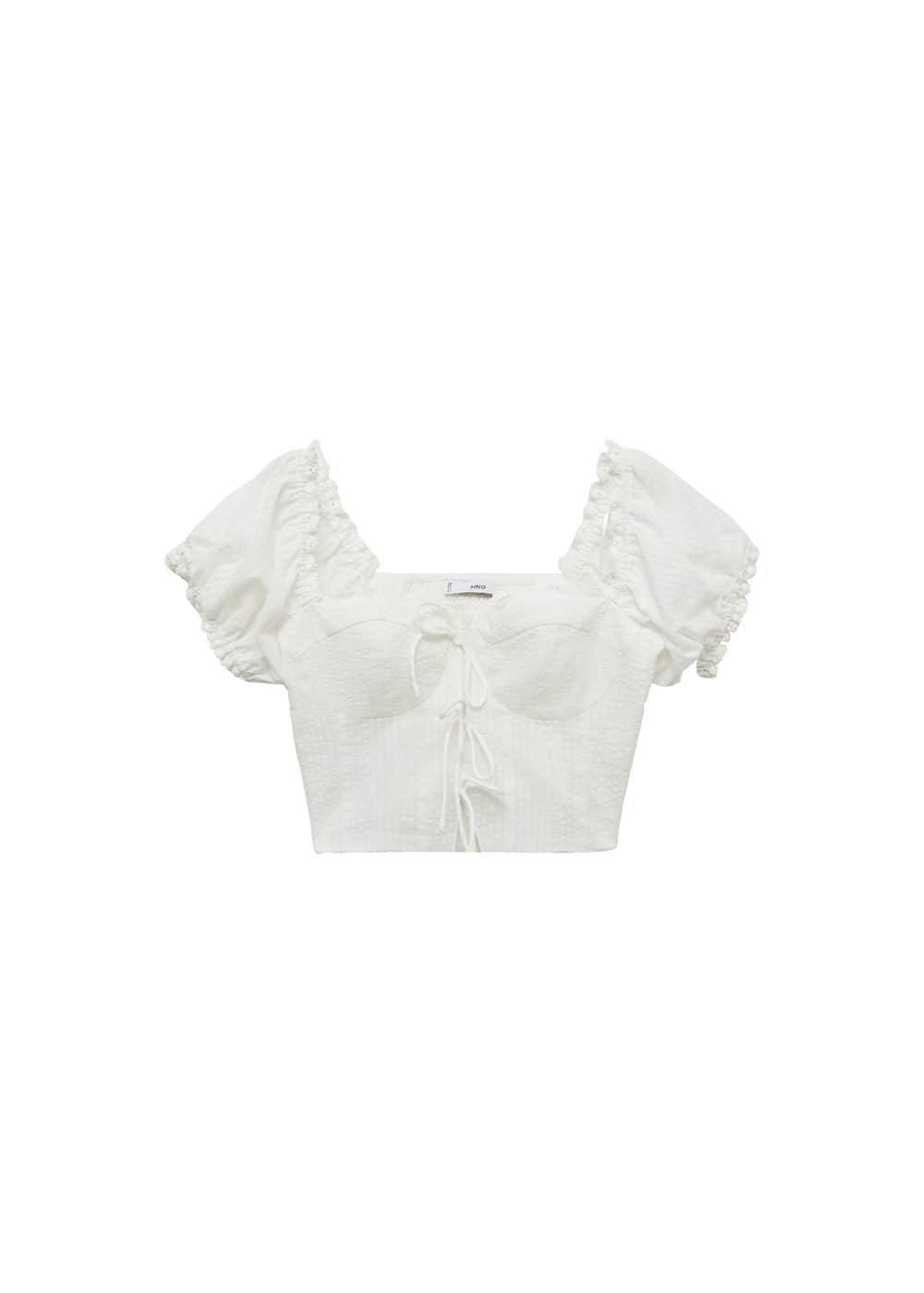 Crop Blouse With Bow Detail -  Women