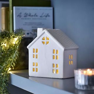 Christmas light-up house made from porcelain