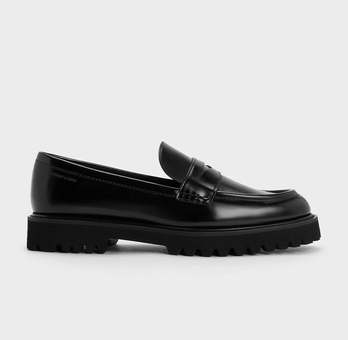 Black lug sole loafers