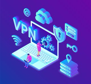 3D illustration of VPN features for laptops