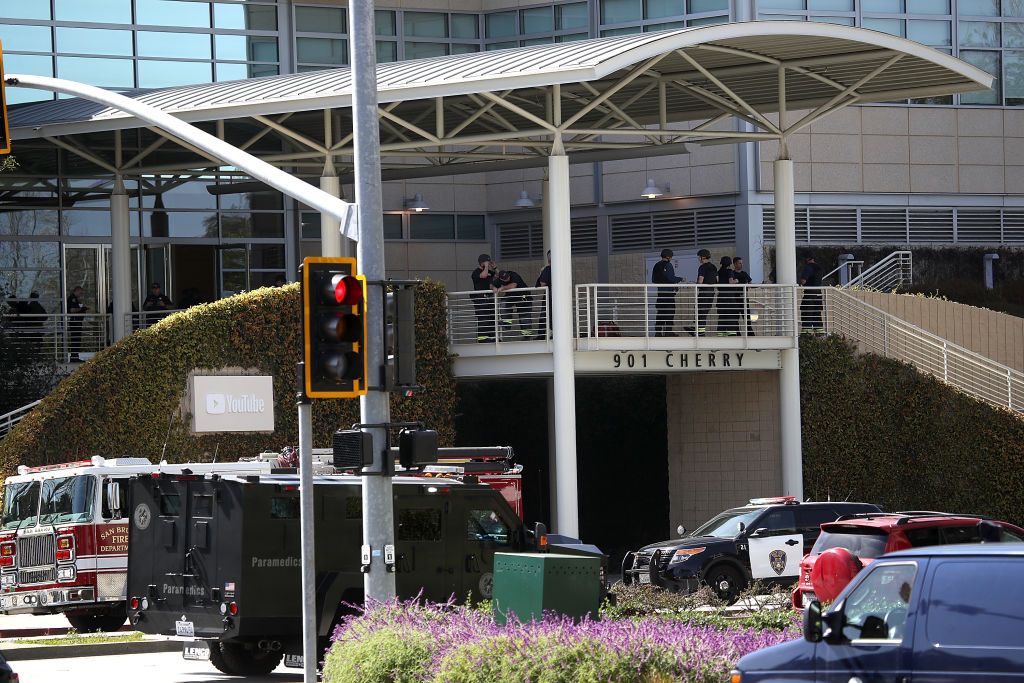 YouTube headquarters following Tuesday&amp;#039;s shooting.