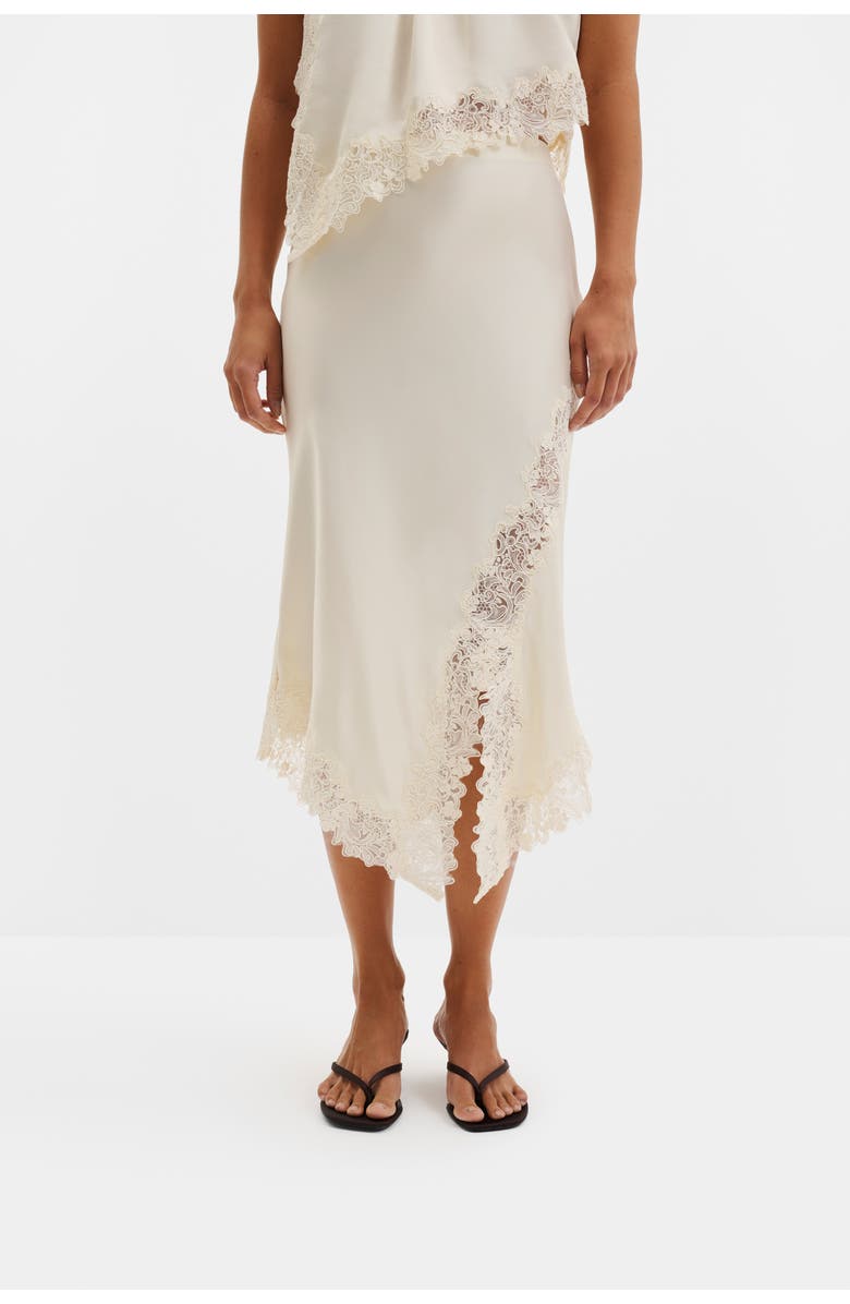 Heylin Asymmetric Lace Hem Midi Skirt