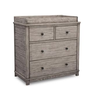 A gray wooden set of drawers