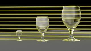 three glasses at different scales