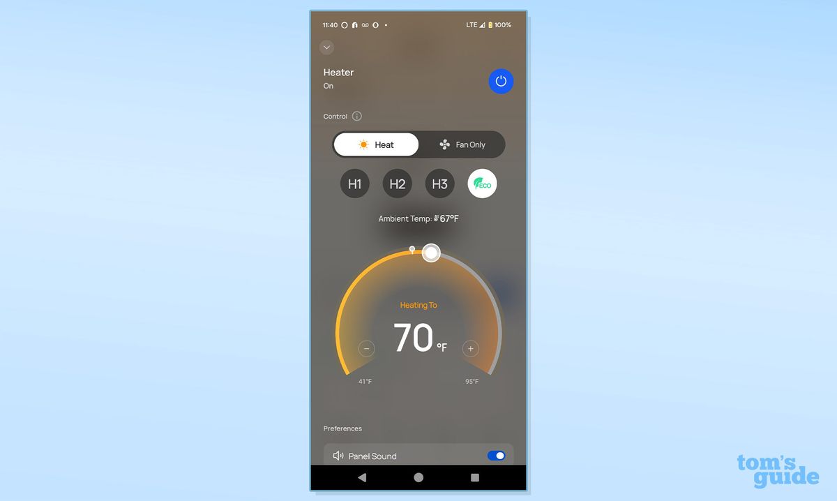 Dreo wall space heater-heat-on screenshot
