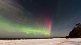 Skywatcher Shawn Malone took this photo March 8, 2012. She writes: "Caught a nice outburst of northern lights last night ... aurora over Lake Superior, Marquette, MI taken early this morning."