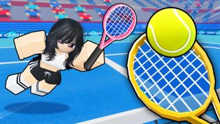 A black-haired girl leaps to reach the ball in Neo Tennis, in which you can redeem Neo Tennis codes.
