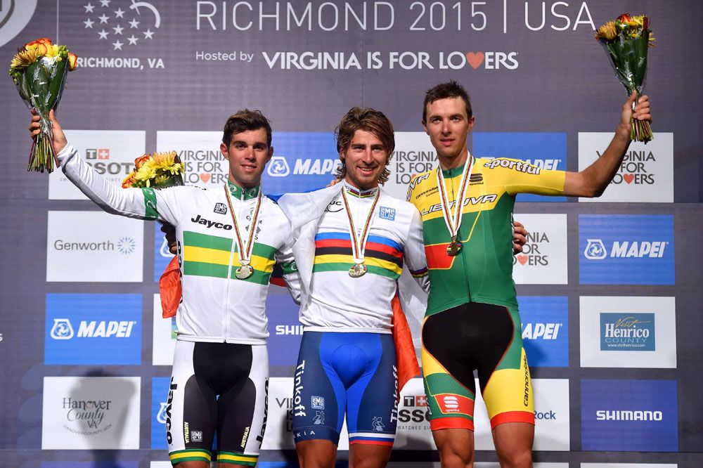 Peter Sagan(Slovakia), Michael Matthews (Australia) and Ramunas Navardauskas (Lithuania)