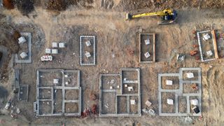 House foundations being laid down