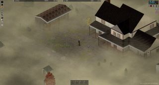 A foggy farmhouse with chickens at Echo Creek in Project Zomboid Build 42