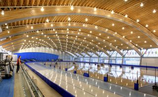 Ice track inside big hall