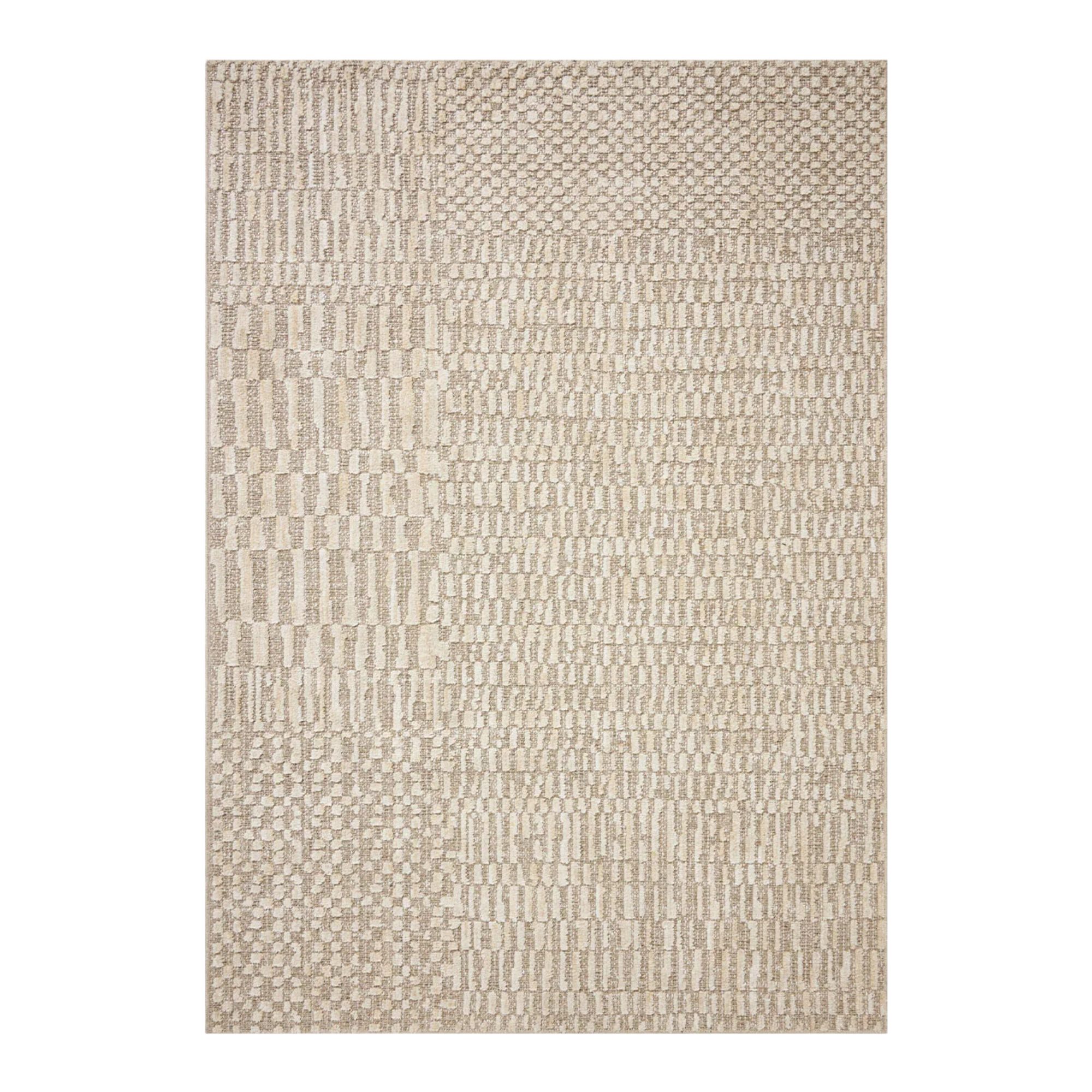 a light tan rug with a high-low pile