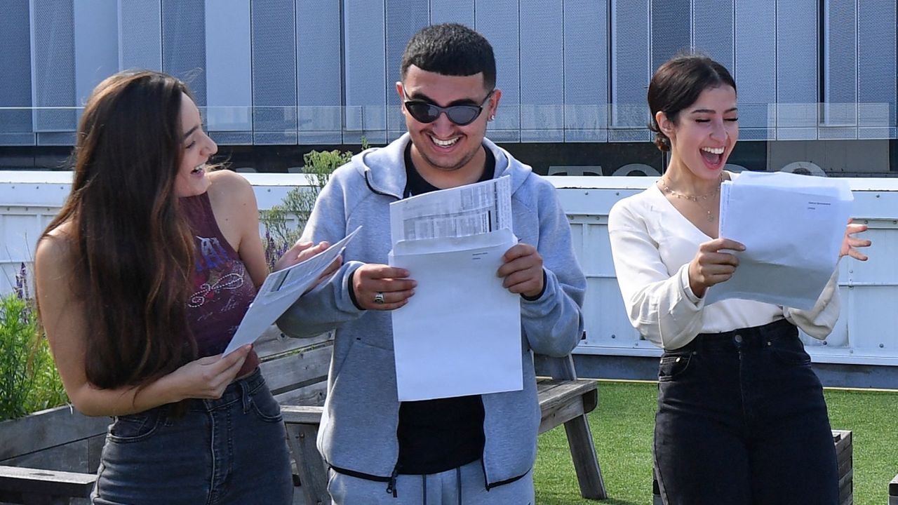 Students receive their A-level results 