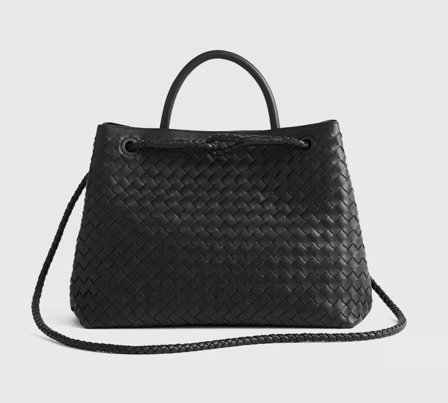 black handwoven leather satchel