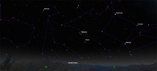 The location of Uranus in the night sky.
