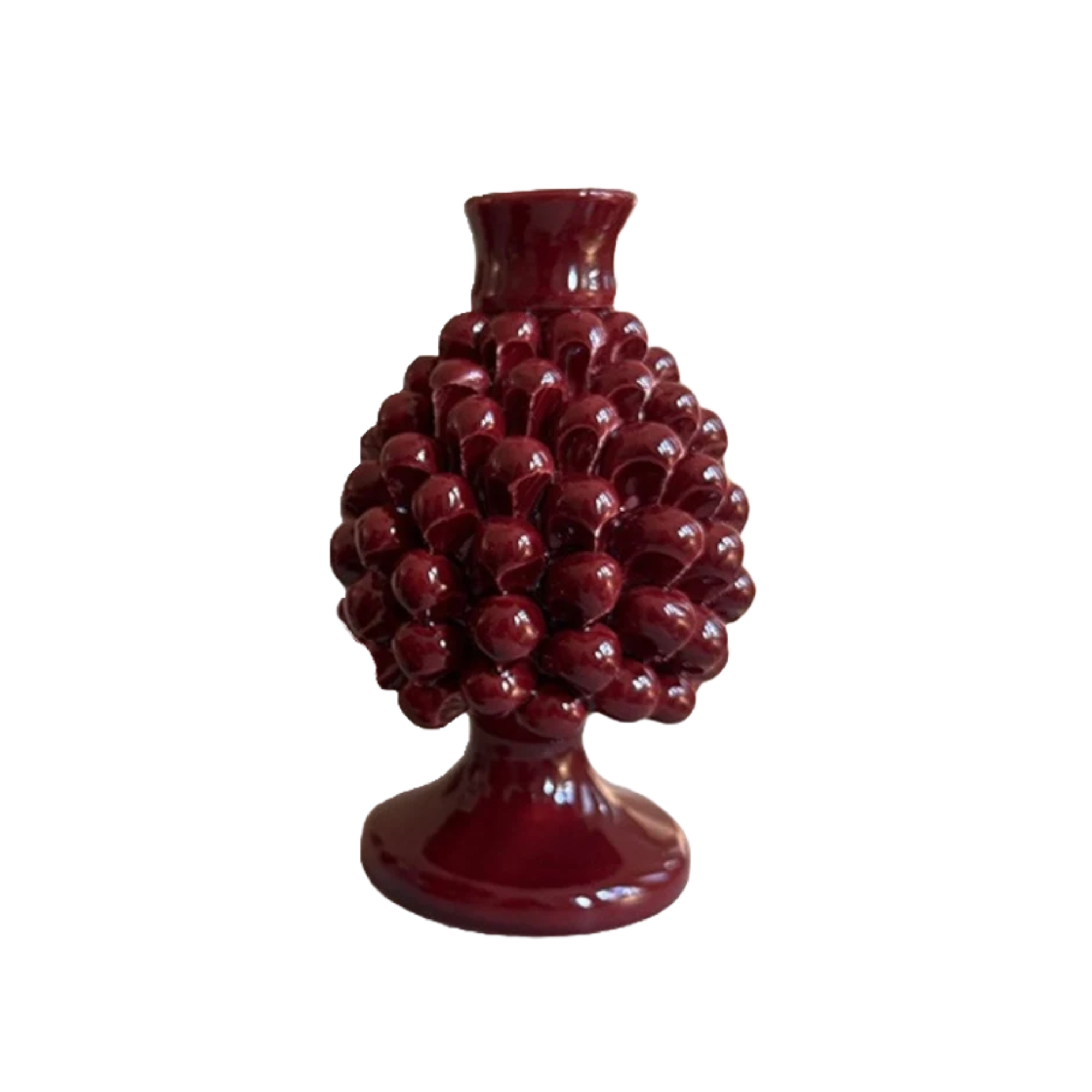 burgundy ceramic candle holder