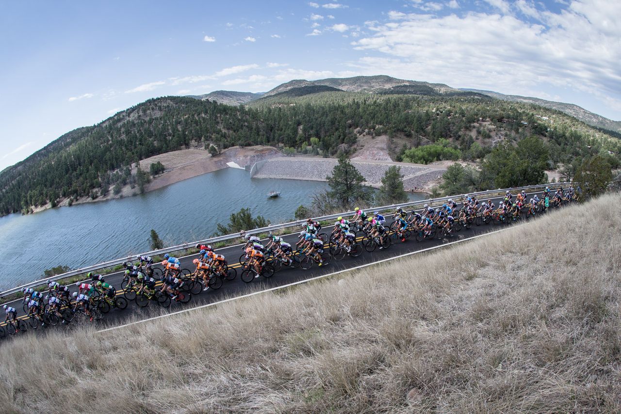 The group passes by Lake Roberts