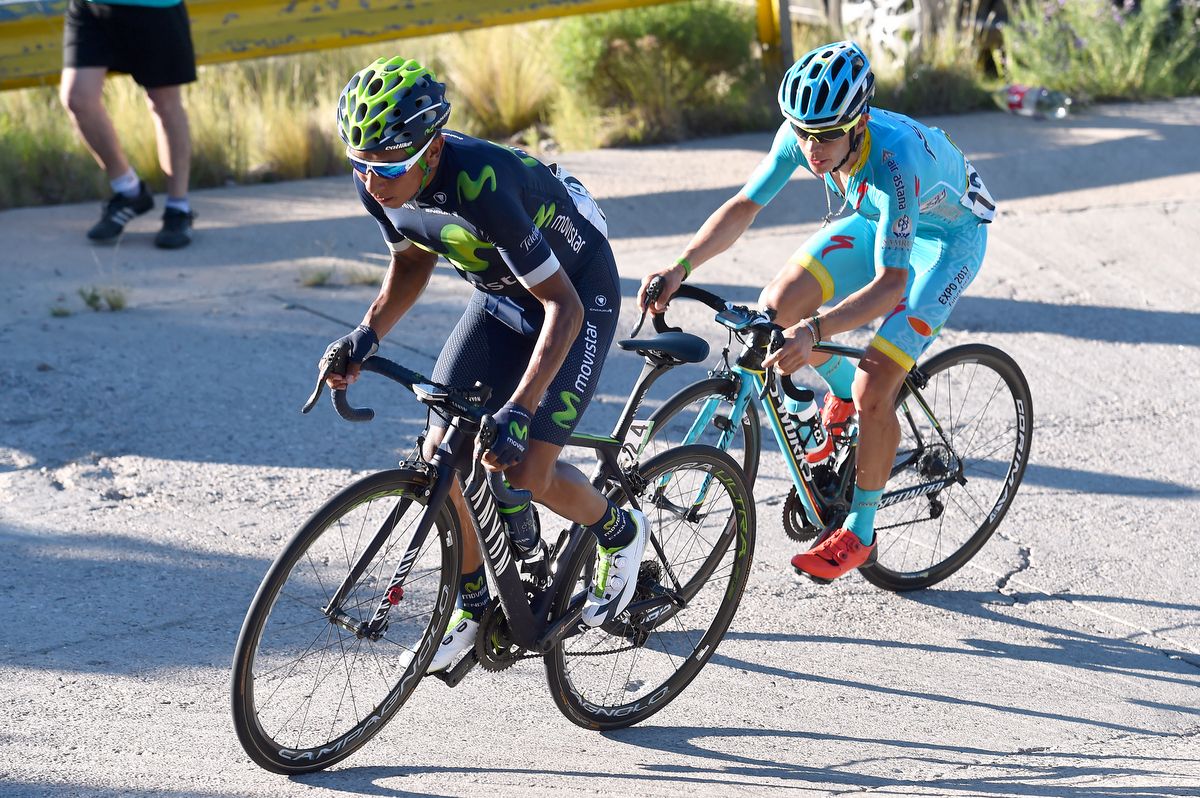 Nairo Quintana (Movistar) with Miguel Angel Lopez (Astana Pro Team)