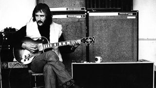 Jan Akkerman from Focus plays guitar at Hilversum, Netherlands in 1975